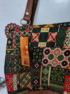 Beautiful Ethnic Handbag Cotton/Leather