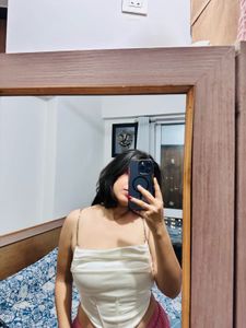 White Corset Top with Chain Straps