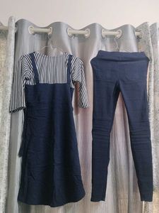 Navy Blue Top With Jeggings Combo