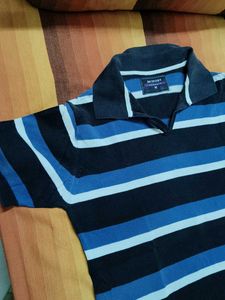 JM Sport Men Striped Cotton Casual Polo Tshirt