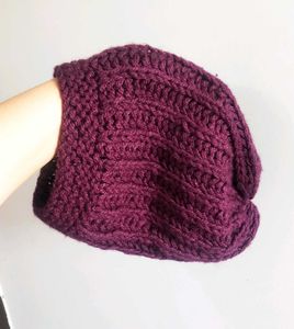 Burgundy Wool Knit Beanie