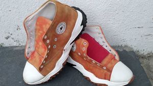 Red Canvas Platform High-Top Sneakers