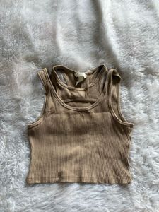 Combo of H&amp;M Beige Halter Top &amp; Crop To