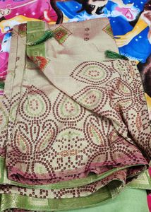 💚 Elegant Silk Saree + Blouse (with 2 cm margin)