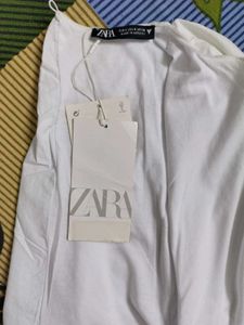 ZARA White Balloon Crop Top