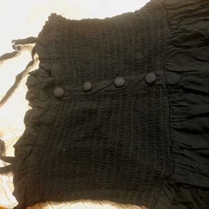 Black Shirred Top