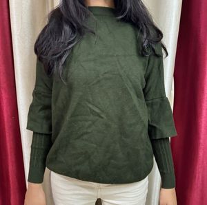 Olive Green Round Neck Sweater