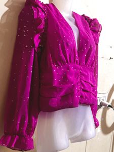 Magenta Sheer Long Sleeve Top