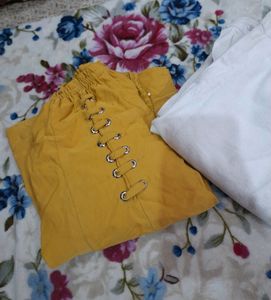 Women Mustard Off Shoulder Top