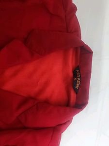 Red Classy Silk Jean&#39;s Top With Collar