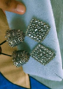 Silver Jhumka Earrings