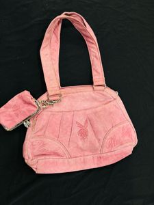 Vintage Y2K Playboy Pink Suede Bag