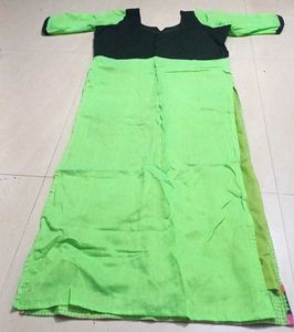 Green Checkered Dress with Colorful Border