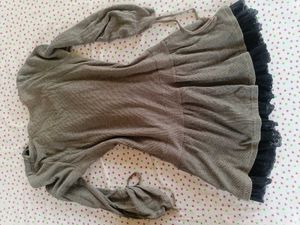 Gray Knit Mini Dress with Lace