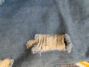 Distressed Denim Mini Skirt