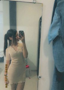 Beige Bodycon Mini Dress