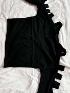 Black Cutout Long Sleeve Top