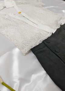 Vintage Black Pencil Skirt and Lace Top Set