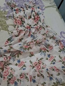 Floral Print Dress Cold Shoulder