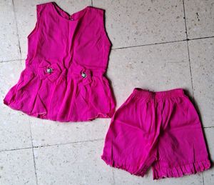 Cute Pink Dress & Shorts Set