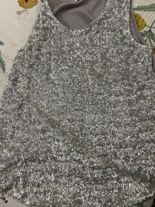 Embellished Silver Top