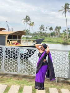 Purple & Black Saree