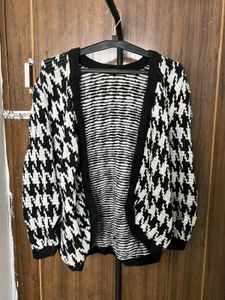 Houndstooth Knit Cardigan
