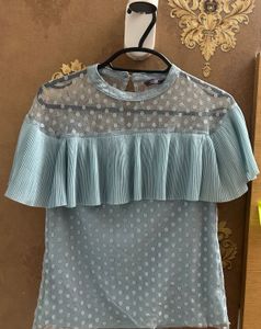 Light Blue Polka Dot Blouse