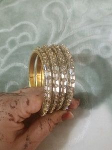 Sparkling Gold & Crystal Bangle Set
