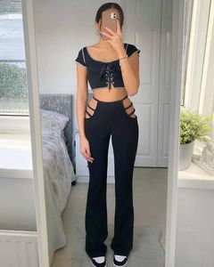 Cutout Flared Pants