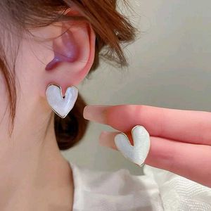 White Heart Shaped Cute Korean Studs