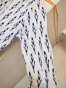 White Color Kurti With Black Prints