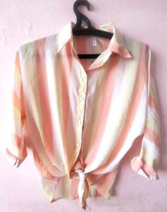 Striped Tie-Front Shirt