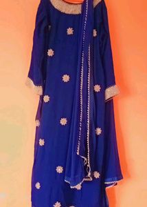 Blue Embroidered Kurta with Dupatta