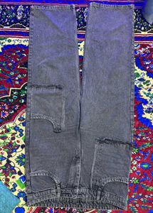 Distressed Gray Wash Wide Leg Jeans