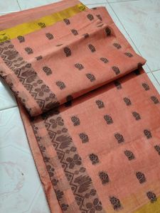 Peach Cotton Saree