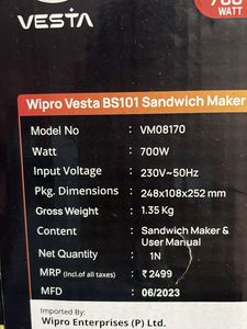 Wipro Vesta Sandwich Maker