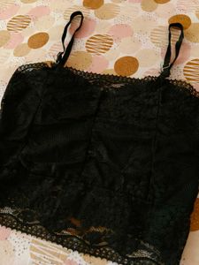 Black Cropped Lace Bralette