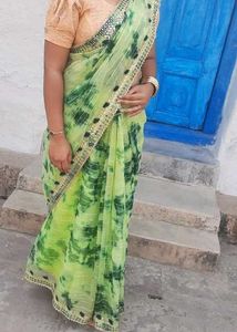 Green Tie-Dye Sari