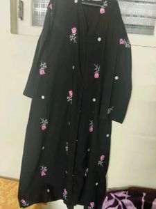 Black Embroidery Abaya In Free size
