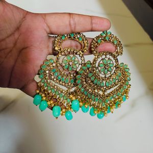 Mint Green Earrings &amp; Maang Tikka Set