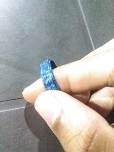 Golden Silver And Blue Designed Ring