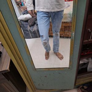 Light Blue Damaged Stylish Look Jeans For Men