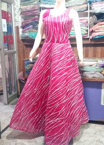 Fancy party Wear Gritter Work Rose Gown