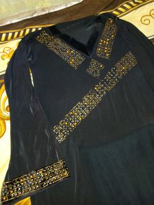 Abaya Orange Stone Work
