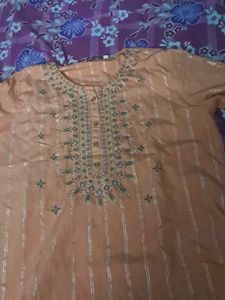 Peach Embroidered Kurti