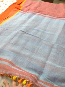 Original Linen Saree With Ganga Jamuna Border