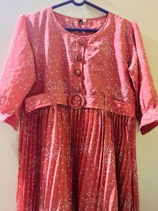 Pink Polka Dot Pleated Dress