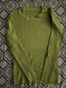 Green Ribbed Knit Sweater