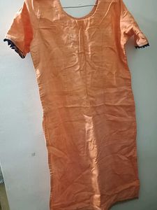 Embroidered Peach Kurta